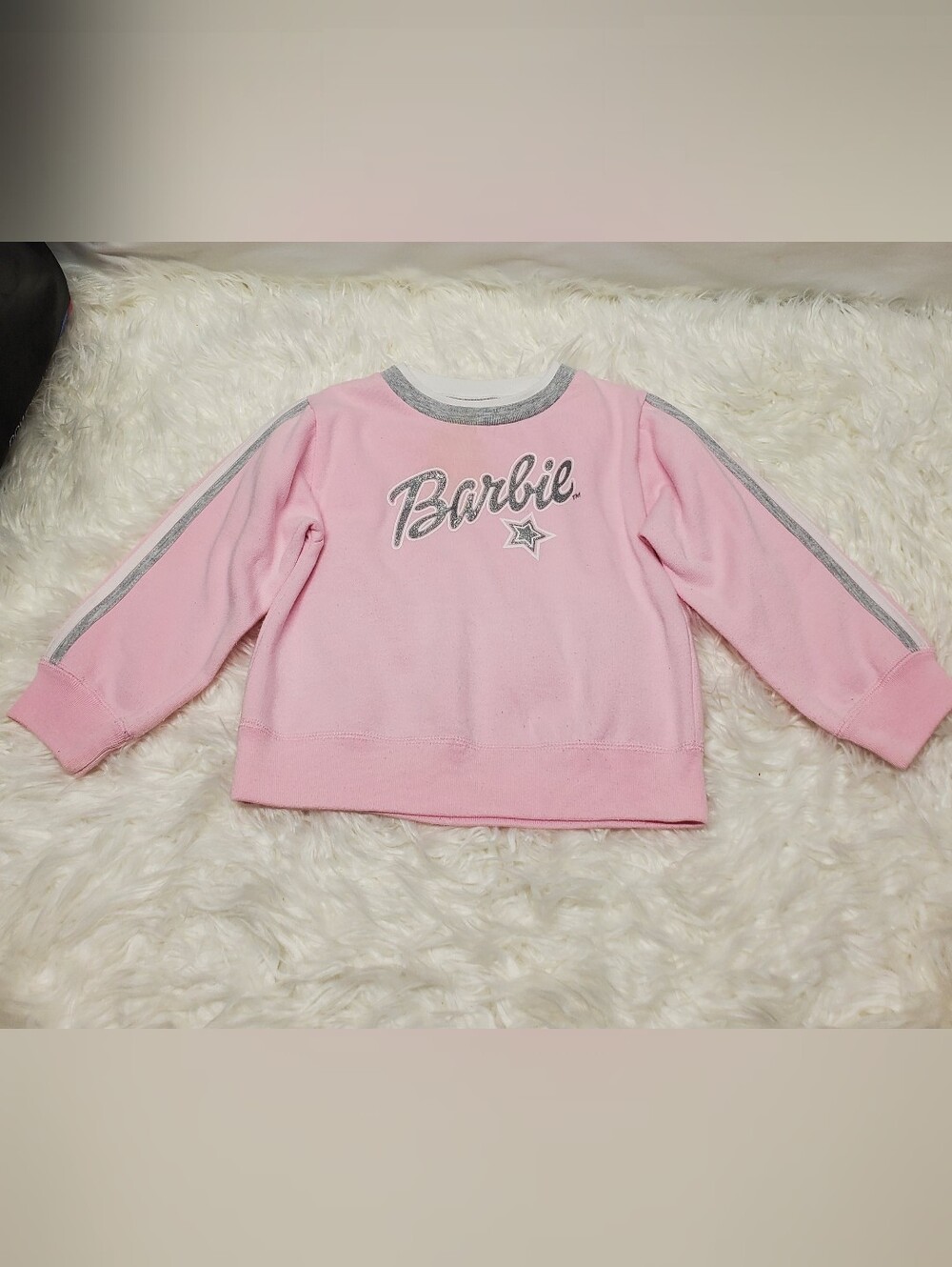 Barbie Girls' Pink Sweatshirt with Silver Trim Vintage y2k 2000s barbie Mattel